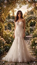 NEW Alfred Angelo Mermaid Size 6 Ivory Lace Trumpet Wedding Dress 2083