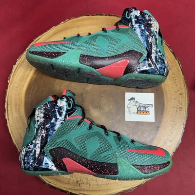 Nike Lebron XII 12 GS Emerald Green Christmas Akron Birch Size 7Y