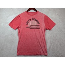 ASICS Tokyo Running Shirt Red Crew Neck Faded T Men  s Size LARGE