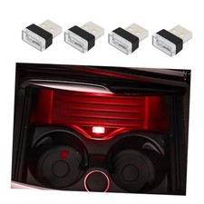 4 PCS USB LED Car Interior Atmosphere Lamp, Portable Mini LED Night Light, Red