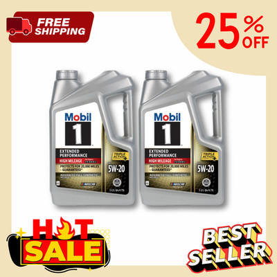 (2 pack) Mobil 1 Extended Performance High Mileage Full Synthetic Motor Oil 5W-2