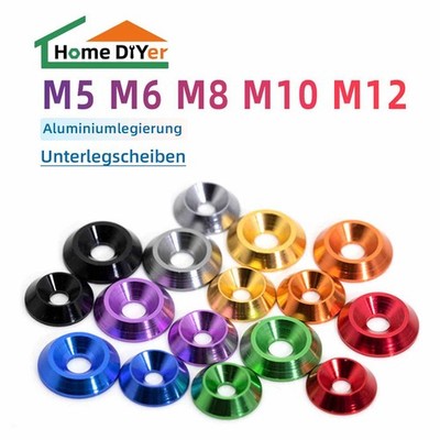 M5 M6 M8 M10 M12 Eloxiertes Aluminium Unterlegscheibe Für Senkkopfschrauben Alu