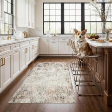 Neutral 3x5 Rug Non-Slip: Washable Area Rug for Bedroom Entryway Kitchen Bath