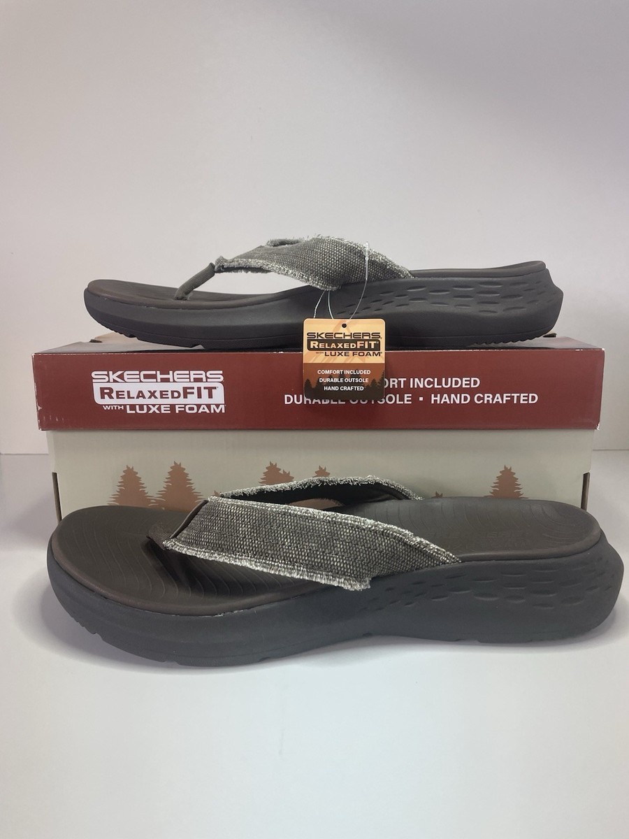 Skechers Luxe Foam Mens Sandals Chocolate Relaxed Fit Vegan  display picture 2