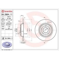 2X Brembo 08.D864.11 Bremsscheibe FüR Ford Focus HN HP HM