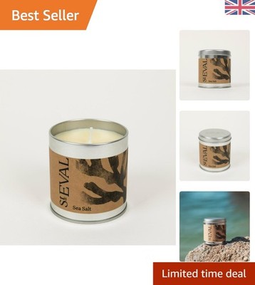Luxus Meersalz Duftkerze aus Blech | Elegantes Küstenaroma - 45 Stunden Brenndauer