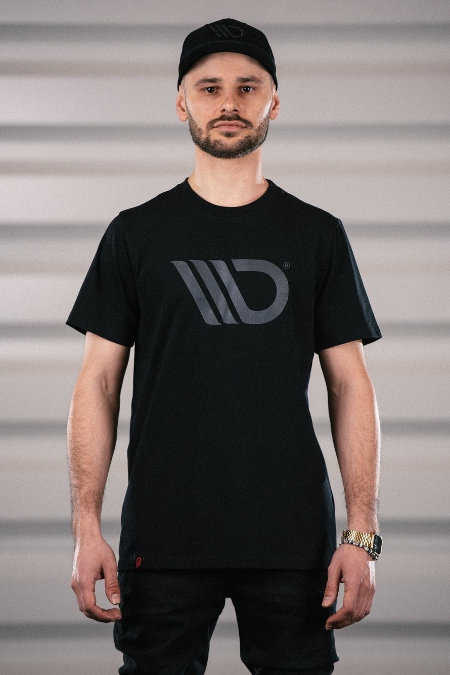 T-shirt noir Maxton logo gris imprimé vêtement coton taille 4XL