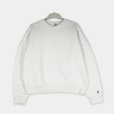 Peso boxy Sweatshirt Herren Gr. S Weiß oversized Pullover Crewneck mit Stick