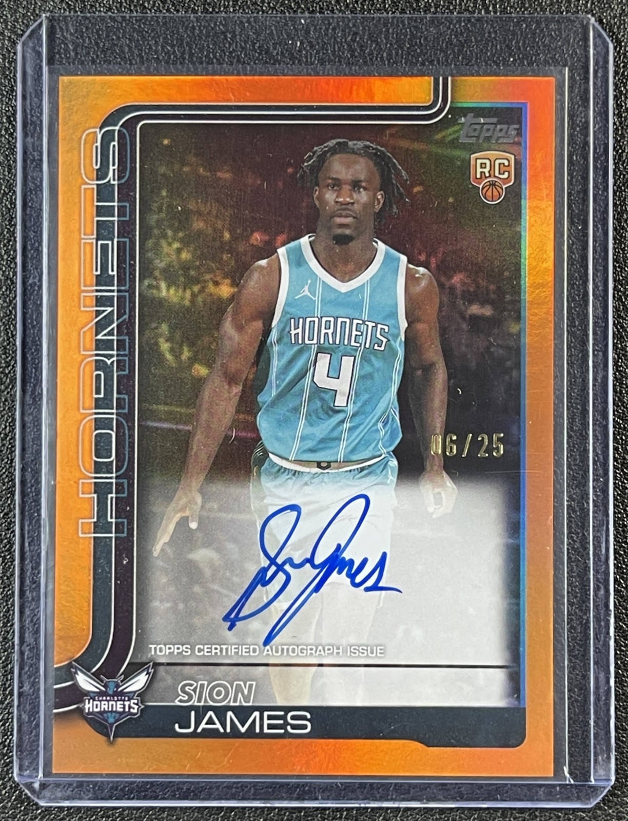 SION JAMES 2025-26 TOPPS #TFRR-SJ REAL ONE ROOKIE AUTO ORANGE RAINBOW RC 6/25