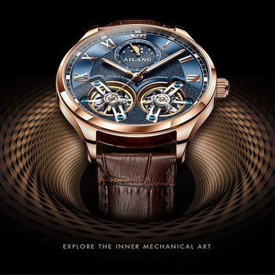 Men's Luxury high-end Double tourbillon high quality Mechanical Watch gift
