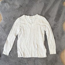 GAP Women's Light Gray V-Neck Knit Pullover Sweater Long Sleeve Size L