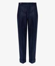 size 38 XS - Gucci Dress Pants Navy Dark Blue Pleated Straight Trousers GG