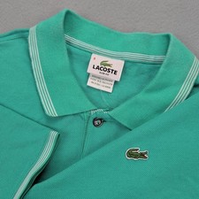 Lacoste Polo Shirt Mens 4XL Green Slim Fit Pique Short Sleeve Croc Logo Contrast