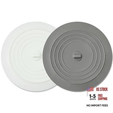 2 Pack Tub Stopper, 6 inches Large Silicone Bathtub Drain Plug White  Grey