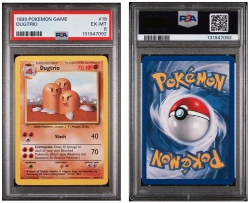 Dugtrio #19 1999 Pokémon Base Set Fighting Rare PSA 6 EX-MT