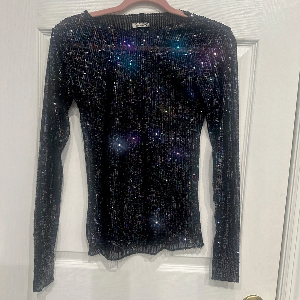 Free People Intimately XS Combo Gold Rush Manga Larga Lentejuelas Top Fiesta Foto 4 de 4