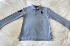 Polo Ralph Lauren Youth Large 14-16 Blue Long Sleeve Big Pony Rugby Slim