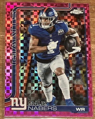 2025 Topps Chrome Malik Nabers #225 Hot Pink X-Fractor SSP New York Giants