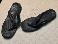 Crocs ‘Crete’ Sandals Men's Sz 13 Black Flip Flop Thong Comfort Waterproof Beach