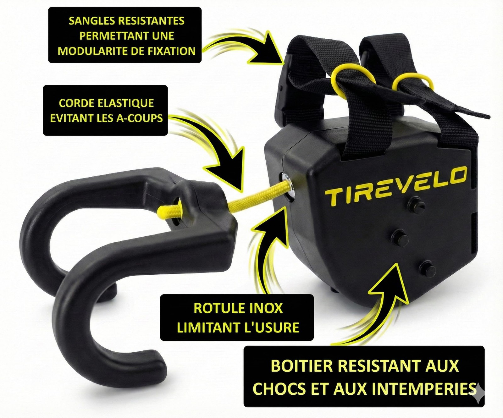 Système de traction TIRE-VELO V3 2024, matériel de remorquage vélo haut de gamme, Noir