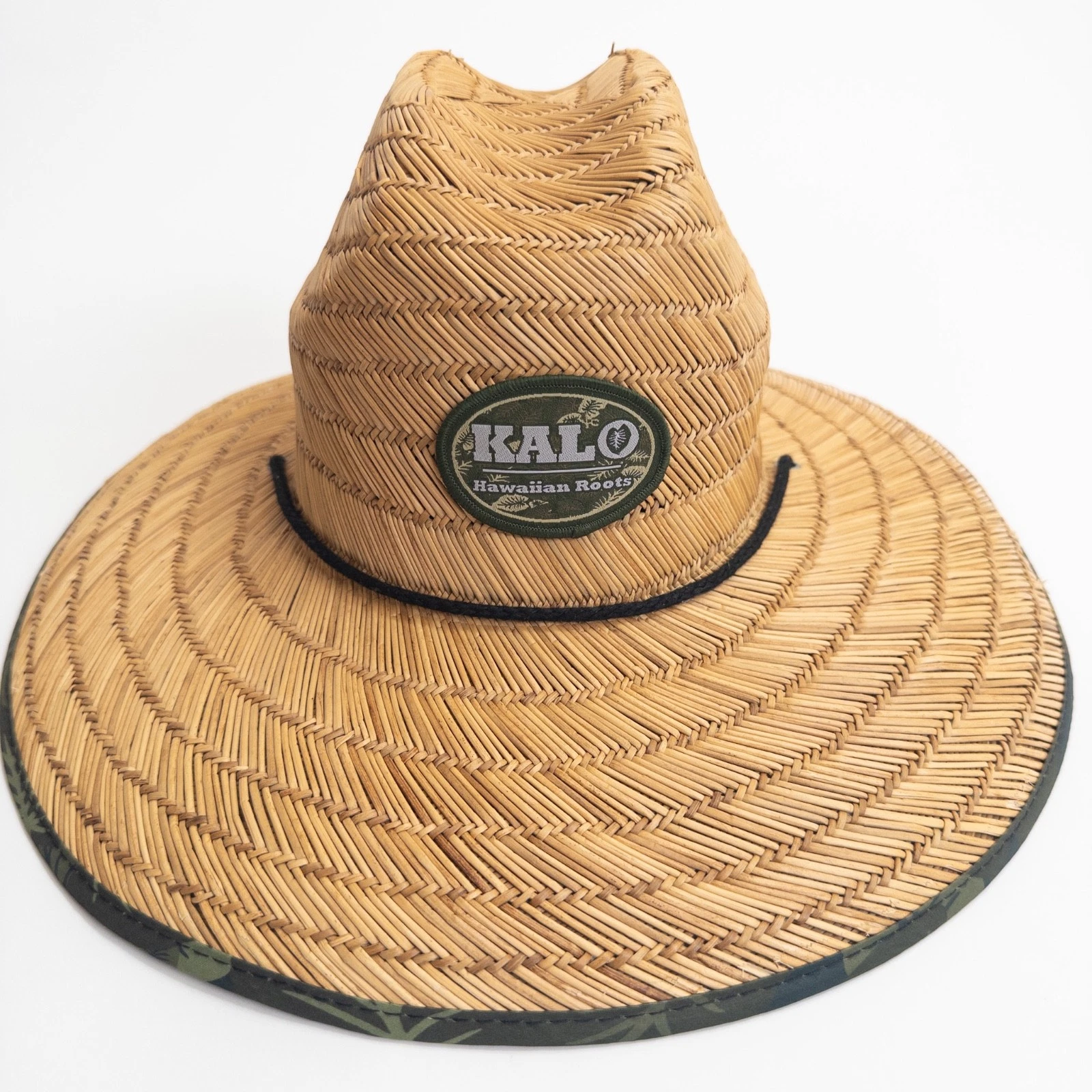 KALO Hawaiian Roots Straw Lifeguard Hat S/M Camo Lining Sun Hat