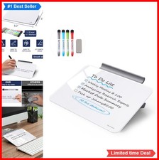 Glass Dry Erase Board 8 x 6 Inch Desktop Whiteboard with Stand Marker Tray 4