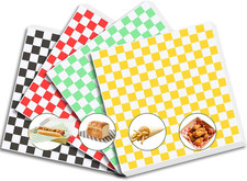 100Pcs Deli Paper Sheets, 7x7 In Variety Pack Checkered Wax Paper Sheets for Foo