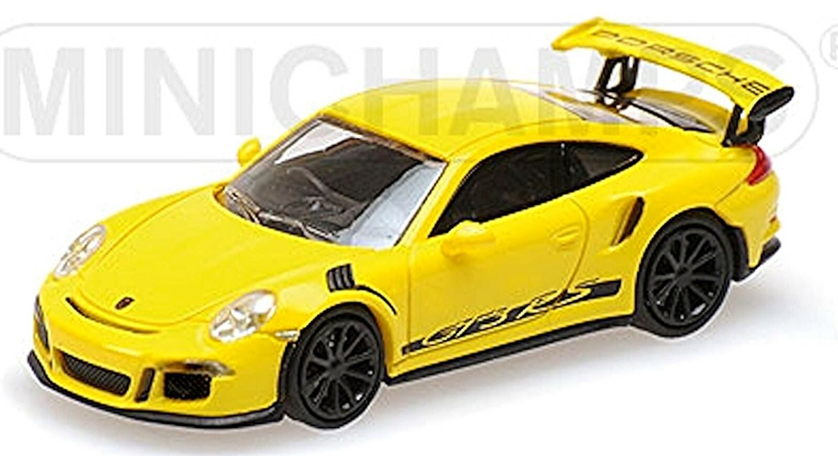 Porsche 911 GT3 RS 2015 Yellow with Stripes 1:87 Minichamps