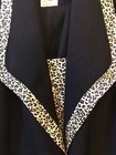 Black Jacket W/Leopard Like Trim & Matching SolId Black Skirt. Perceptions Sz 14 — photo 4