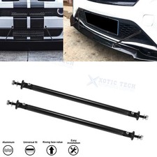2x Universal Sporty Black Aluminum Front Bumper Lip Strut Rod Tie Bar Stabilizer