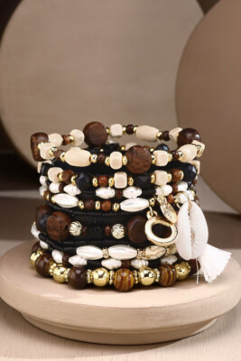 10 Layered Bohemian Stack Bracelet with Charms