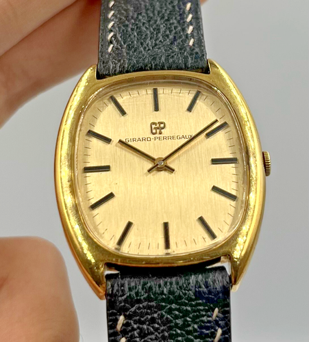 Vintage Girard-Perregaux Gold-Plated Manual Wind Men’s Cushion Case Dress Watch