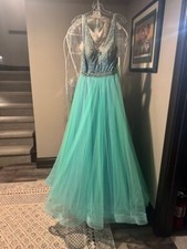 Rachel Allan 7015 Mint/ Light Blue Ball Gown Dress sz 12 NWT SALE!
