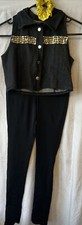 Weissmans  FlexTek Childs 3 Piece Dance Costume Size Large Black, Jean, Stone
