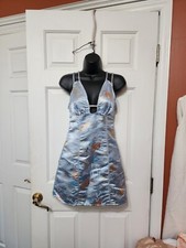 Urban Outfitters Blue Cassie Satin Mini Dress Women's XS TP