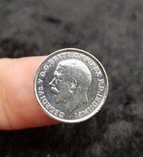 1916 George V British Sterling 925 Silver Threepence Coin Antique Lucky Keepsake