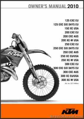 アクセサリー KTM ENDURO BIKE MAINTENANCE BOOK 250EXC 2010 KTM 125 150 200 250 300 XC XC-W EXC Motorcycle Owners Manual