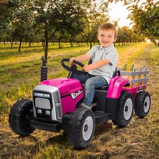 12V Kids Ride On Car w/Remote Control Battery Powered Electric Car with Trailer