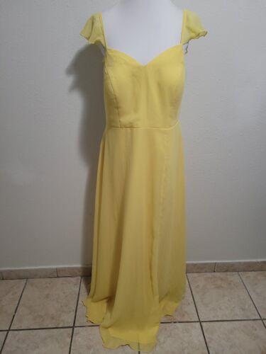 NWT AZAZIE Dress Bridesmaid Flutter Sleeve V-Neck Tie Back Split Front.Size A16 - Picture 1 of 12