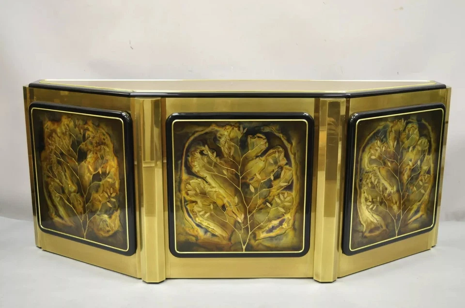 Gabinete Credenza Árbol de la Vida de latón grabado al ácido Bernhard Rohn para Mastercraft Foto 2 de 4