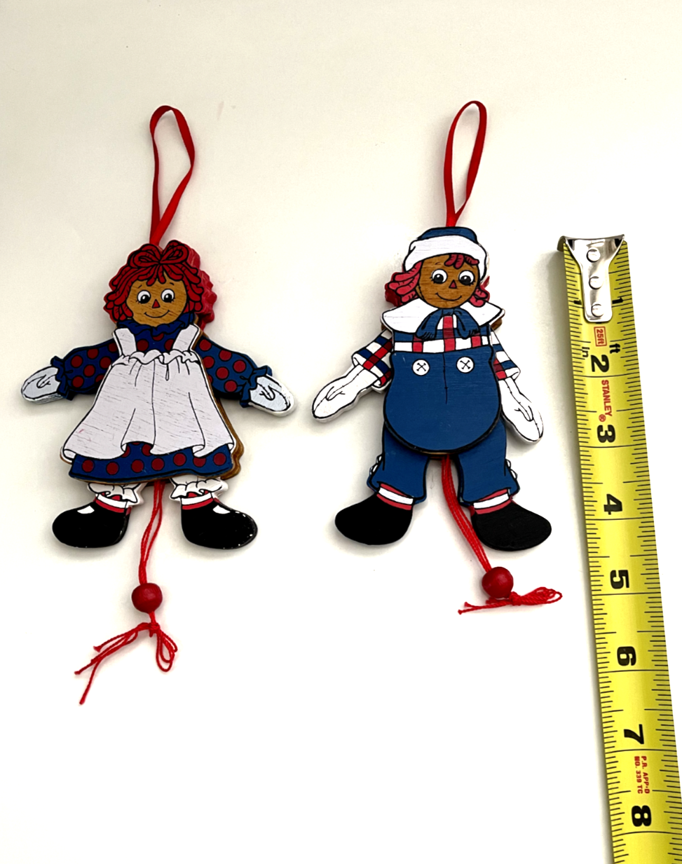 Vintage 1989 Kurt Adler WOODEN Raggedy Ann Andy Christmas Ornament Pull String eBay