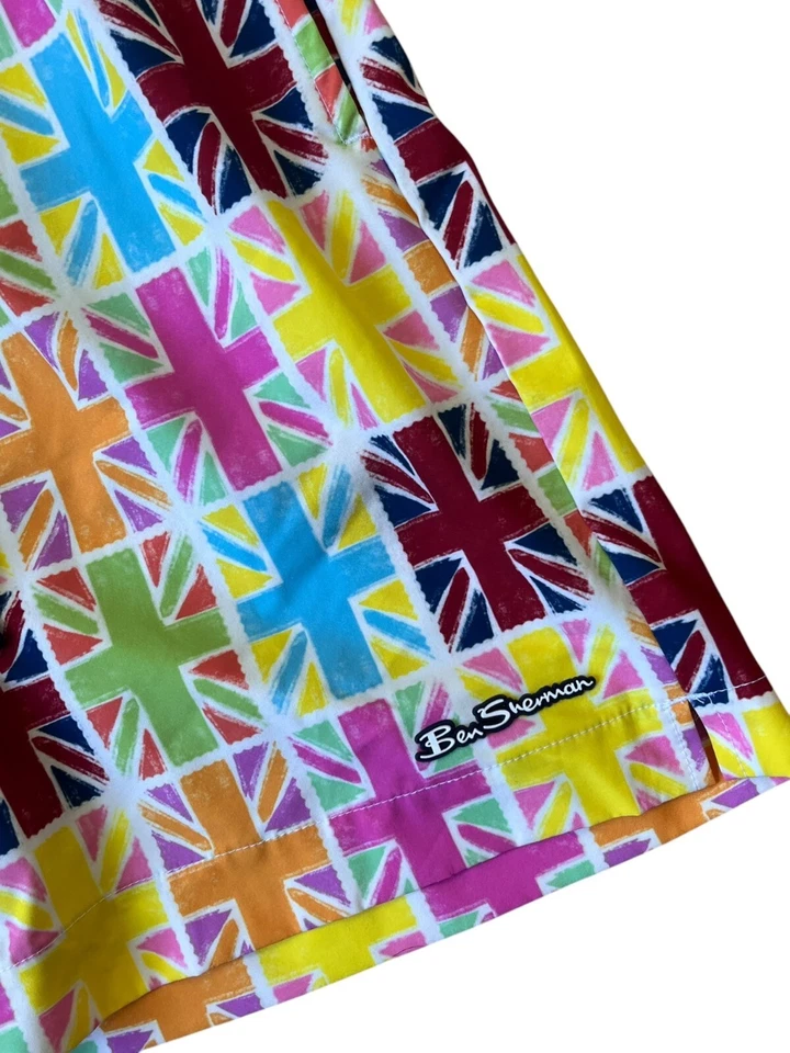 Ben Sherman Board Shorts Mens S-M Colorful British Flag Beach Surf Artsy Modern - Imagem 3 de 4