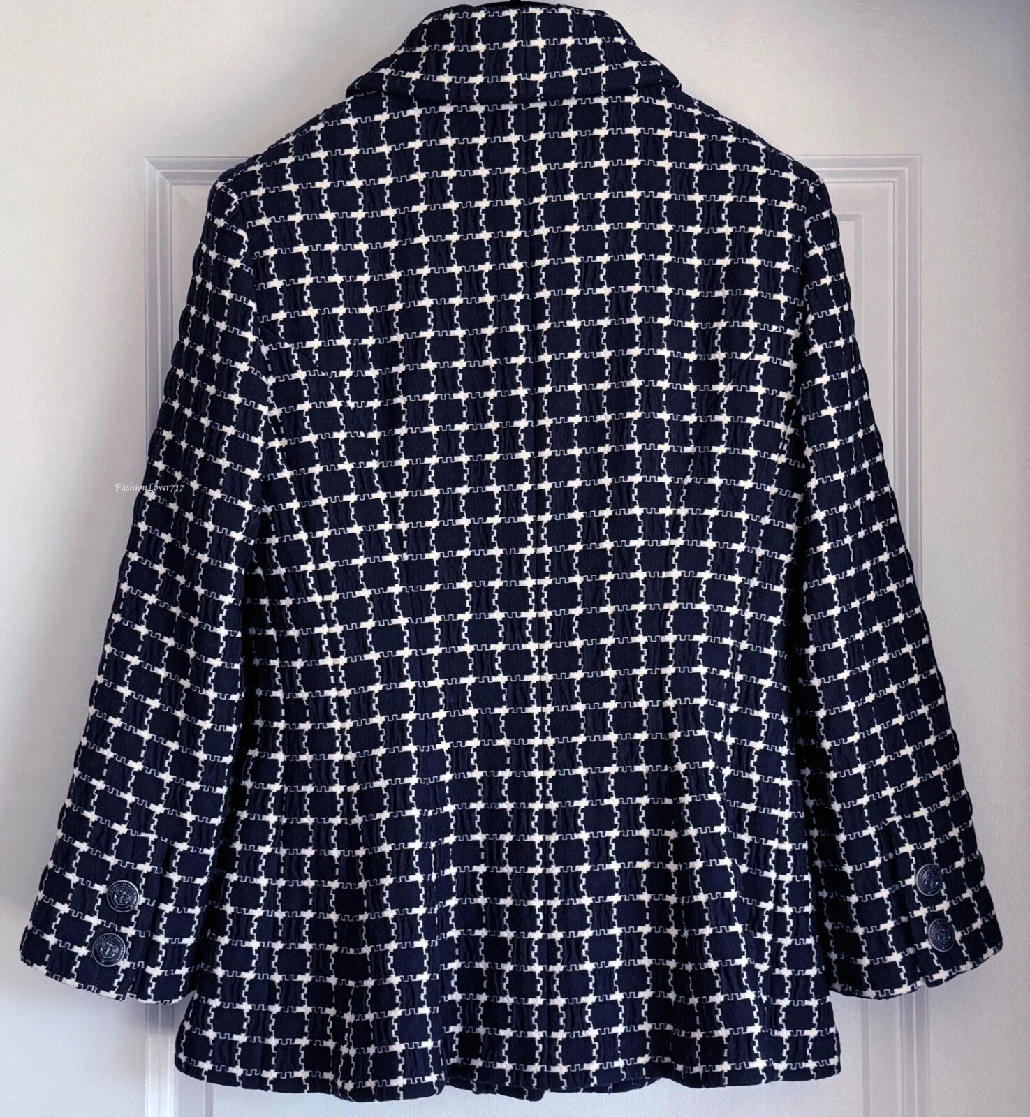 GIACCA DA PASSERELLA CHANEL 18A HAMBURG BLU NAVY BIANCA BOTTONI CC 40