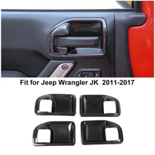 4X Interior Door Handle Bowl Decor Cover Overlay Trim for Jeep Wrangler JK 4Door