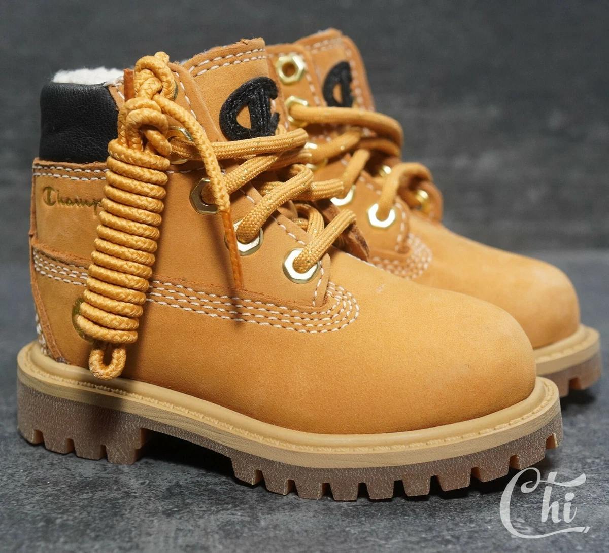 Timberland X Champion Toddler Kids Youth Boots Wheat Tan Nubuck Sz. 4 4c A2998 eBay