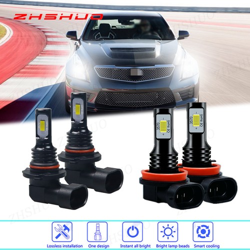 High & Low Beam + Fog Light Bulbs For Cadillac SRX (2010-2016) - 6500K White, 900% Brighter, 6-Pack