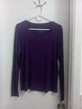 George  Purple long sleeve 12-14 modest academia goth casual stretch gem button 