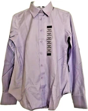women Lady Hathaway lilac colored shirt medium 8-10 long sleeve new cotton blend