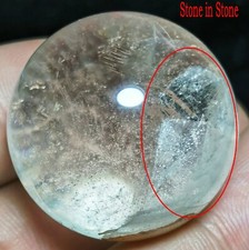 Natural Clear Rutilated "Stone Inside Stone" Quartz Crystal Pendant Healing
