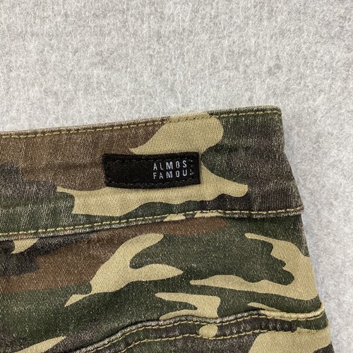 Almost Famous Skirt Womens jr 3 24W High Rise Camo Button Front Mini Stretch - Picture 8 of 11